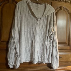 American Eagle Soft & Sexy large ribbed snap button hoodie